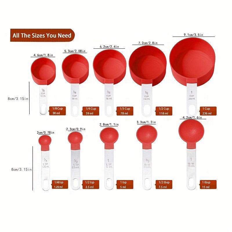 Stainless Steel Measuring Cups And Spoons Set - 10 Pieces