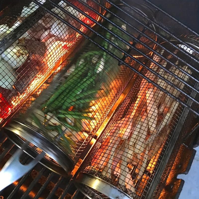 Stainless Steel Round BBQ Cage for Grilling Veggies & Fruits