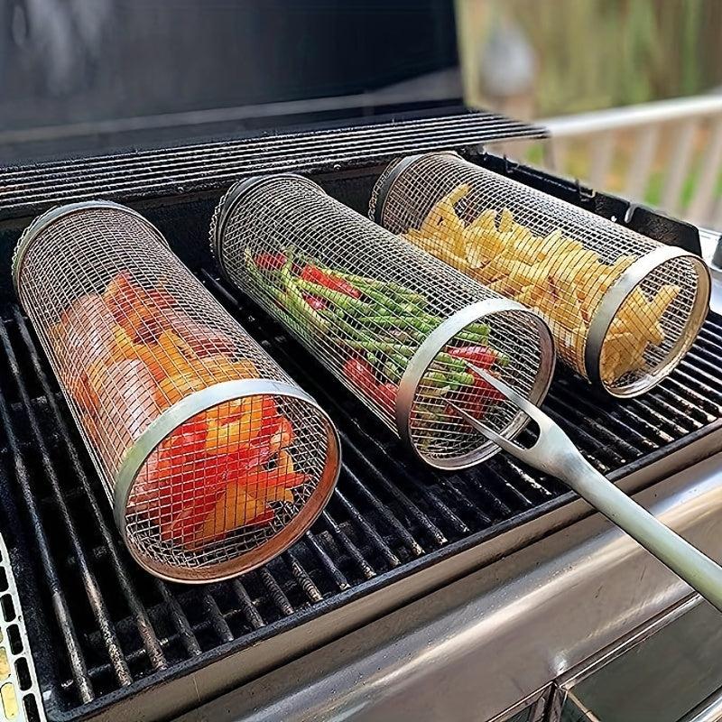 Stainless Steel Round BBQ Cage for Grilling Veggies & Fruits