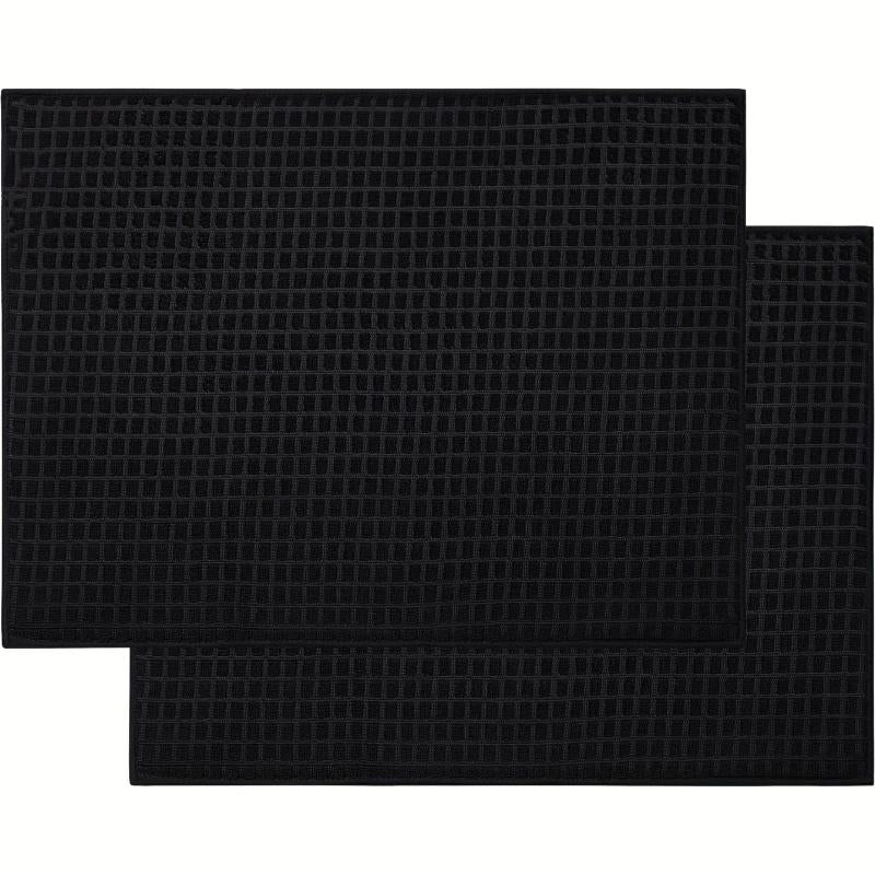 Plaid Dish Drying Mat Soft Microfiber Absorbent Non Slip Coffee Machine Mat