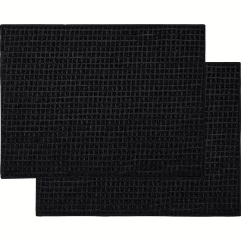 Plaid Dish Drying Mat Soft Microfiber Absorbent Non Slip Coffee Machine Mat
