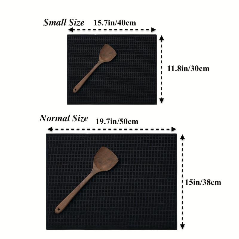 Plaid Dish Drying Mat Soft Microfiber Absorbent Non Slip Coffee Machine Mat