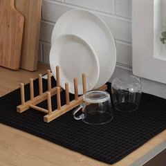 Plaid Dish Drying Mat Soft Microfiber Absorbent Non Slip Coffee Machine Mat