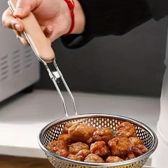 Stainless Steel Colander with Wooden Handle - Kitchen Essential