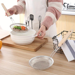 Stainless Steel Colander with Wooden Handle - Kitchen Essential