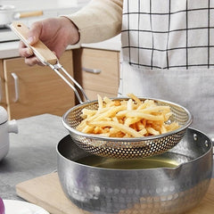 Stainless Steel Colander with Wooden Handle - Kitchen Essential