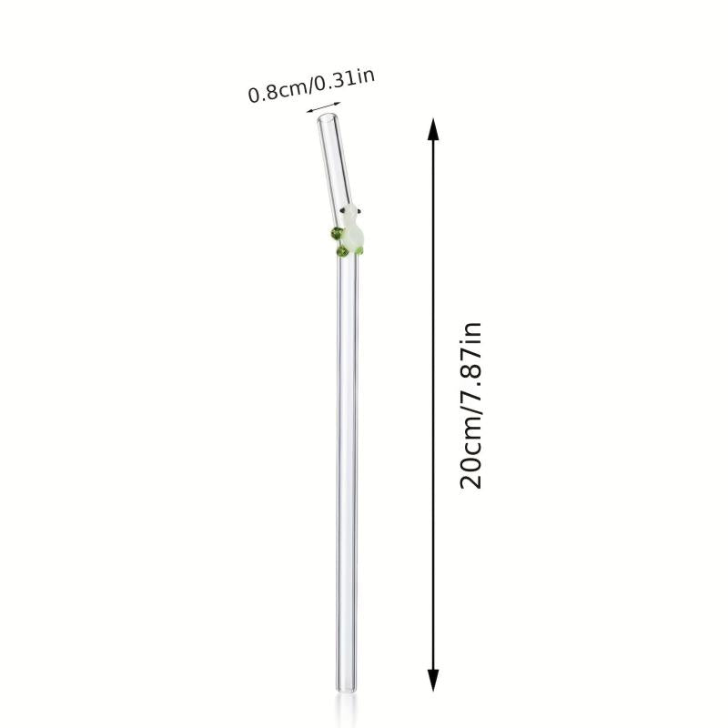 4pcs Cartoon Turtle Glass Straws Reusable Milk Drink Tube