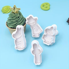 4pcs Cartoon Cookie Cutters Plastic Candy Mold Biscuit Chocolate Cake