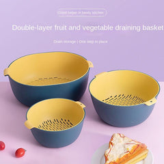 Double Layer Drain Basket Vegetable Washing Colander Strainer