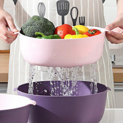 Double Layer Drain Basket Vegetable Washing Colander Strainer