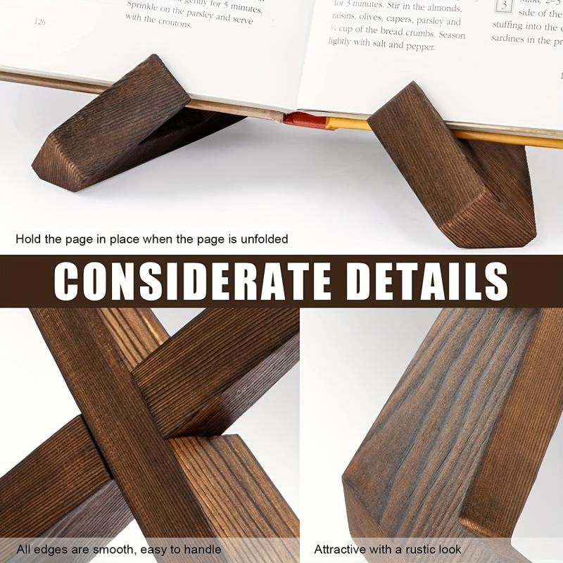 Wooden Cookbook Stand Farmhouse Cook Book Holder