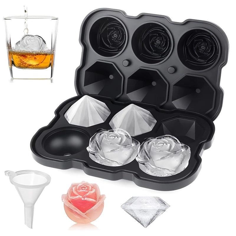 Silicone Rose Ice Cube Trays with Covers, Easy Release Large Ice Cube Form