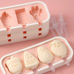 Cartoon Popsicle Mold Silicone Ice Pop Reusable Ice Cream Molds