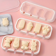 Cartoon Popsicle Mold Silicone Ice Pop Reusable Ice Cream Molds