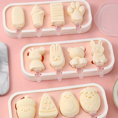 Cartoon Popsicle Mold Silicone Ice Pop Reusable Ice Cream Molds