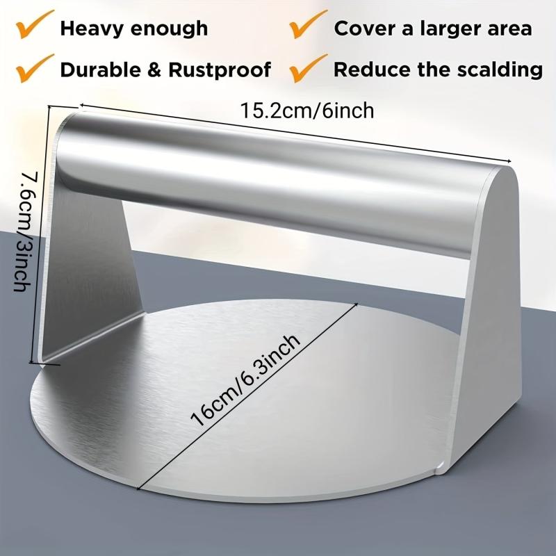 Stainless Steel Burger Press Smasher Non Stick Surface Round Tool