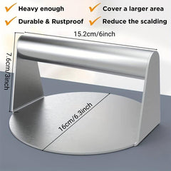 Stainless Steel Burger Press Smasher Non Stick Surface Round Tool