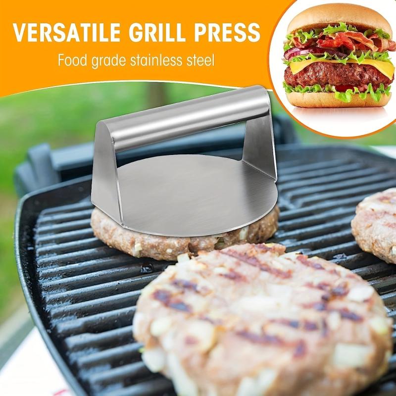 Stainless Steel Burger Press Smasher Non Stick Surface Round Tool