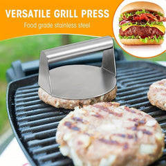 Stainless Steel Burger Press Smasher Non Stick Surface Round Tool