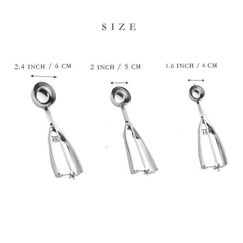 3pcs Stainless Steel Cookie Scoop Set with Trigger Release for Baking