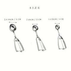 3pcs Stainless Steel Cookie Scoop Set with Trigger Release for Baking