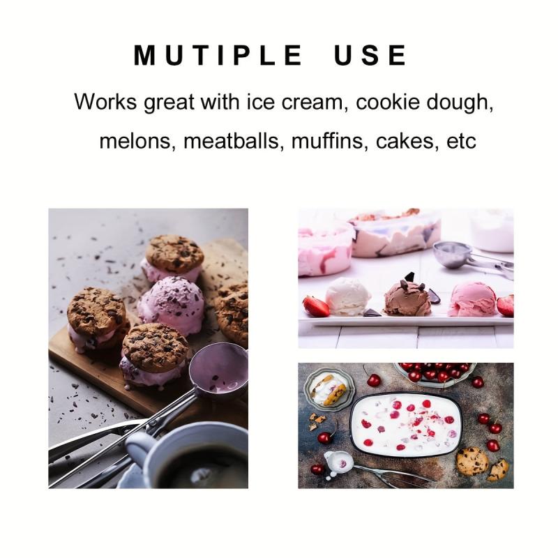 3pcs Stainless Steel Cookie Scoop Set with Trigger Release for Baking