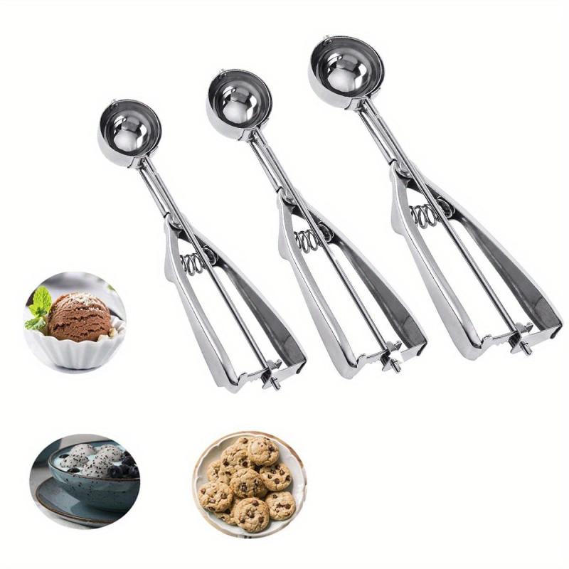 3pcs Stainless Steel Cookie Scoop Set with Trigger Release for Baking