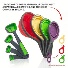 8pcs Collapsible Measuring Cups & Spoons Set Silicone BPA Measurement Tools