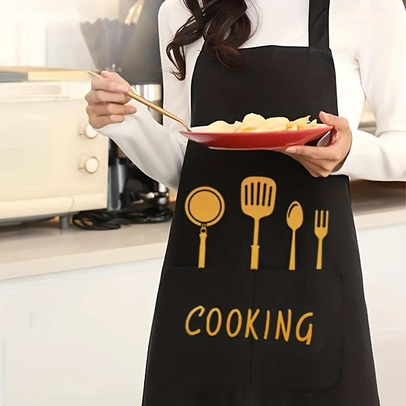 Polyester Kitchenware Printed Apron w/ Pockets Adjustable & Stain Resistant