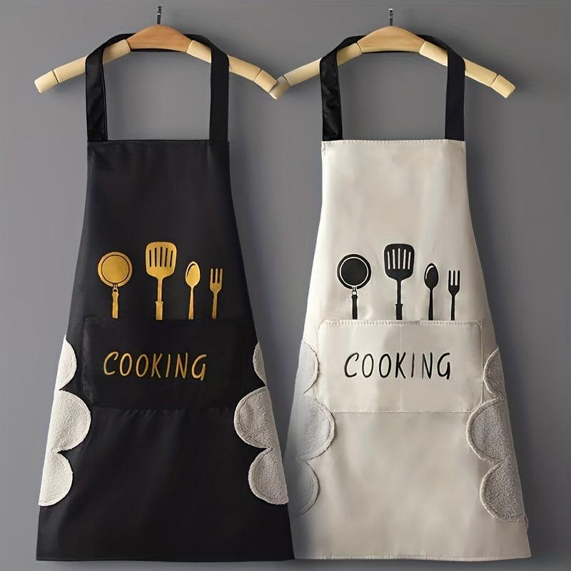 Polyester Kitchenware Printed Apron w/ Pockets Adjustable & Stain Resistant