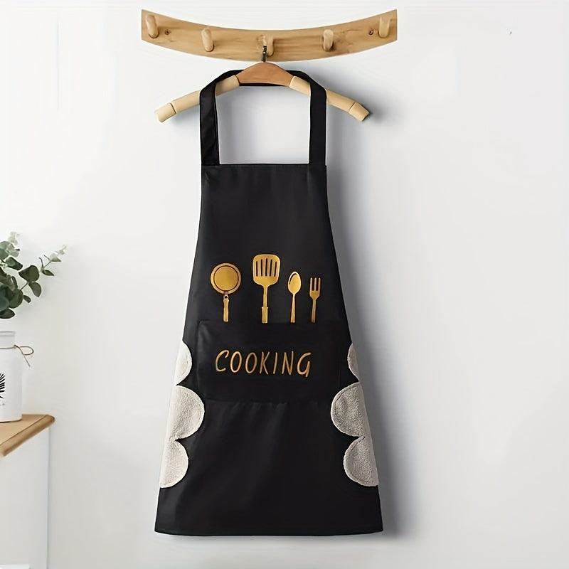 Polyester Kitchenware Printed Apron w/ Pockets Adjustable & Stain Resistant