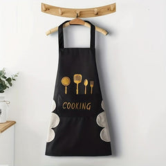 Polyester Kitchenware Printed Apron w/ Pockets Adjustable & Stain Resistant