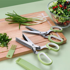 4pcs Multipurpose 5 Blade Herb Scissors Set for Easy Herb Cutting