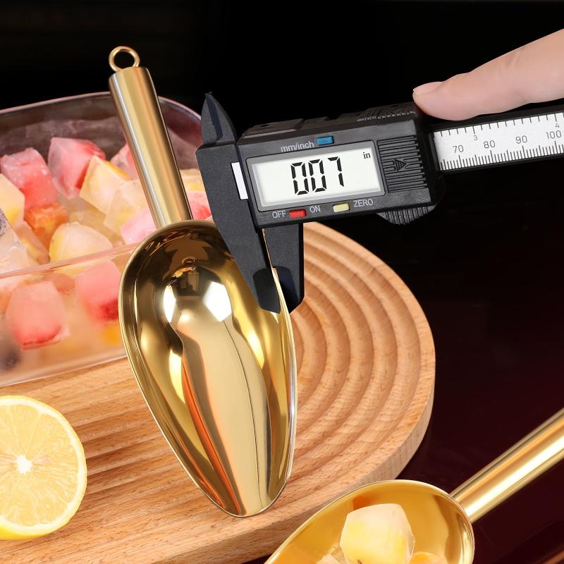 Heavy Duty Golden Metal Ice Scoop - Dishwasher Safe & Easy to Clean