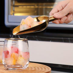 Heavy Duty Golden Metal Ice Scoop - Dishwasher Safe & Easy to Clean