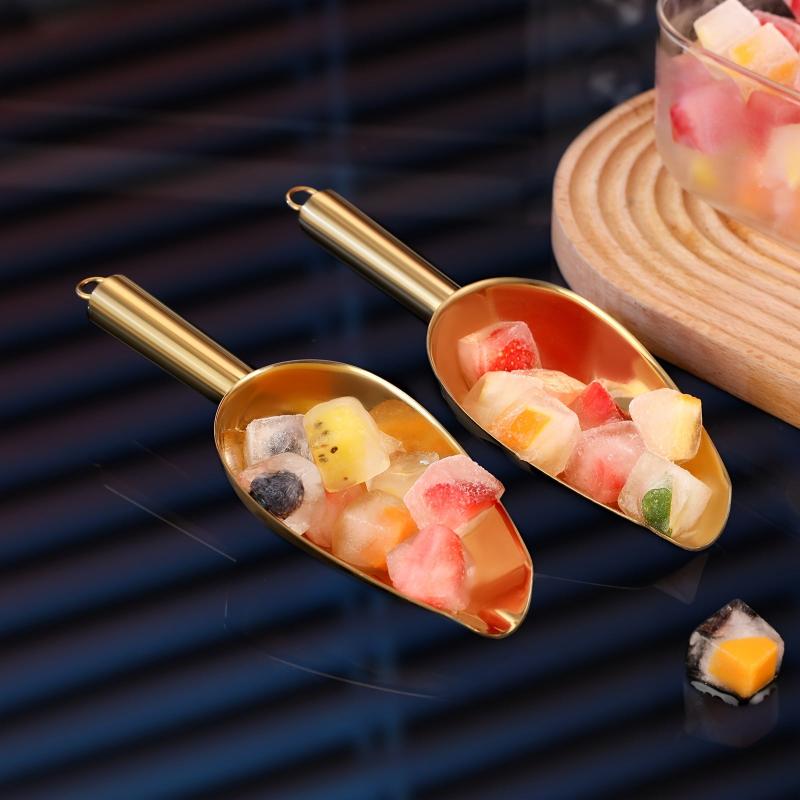 Heavy Duty Golden Metal Ice Scoop - Dishwasher Safe & Easy to Clean
