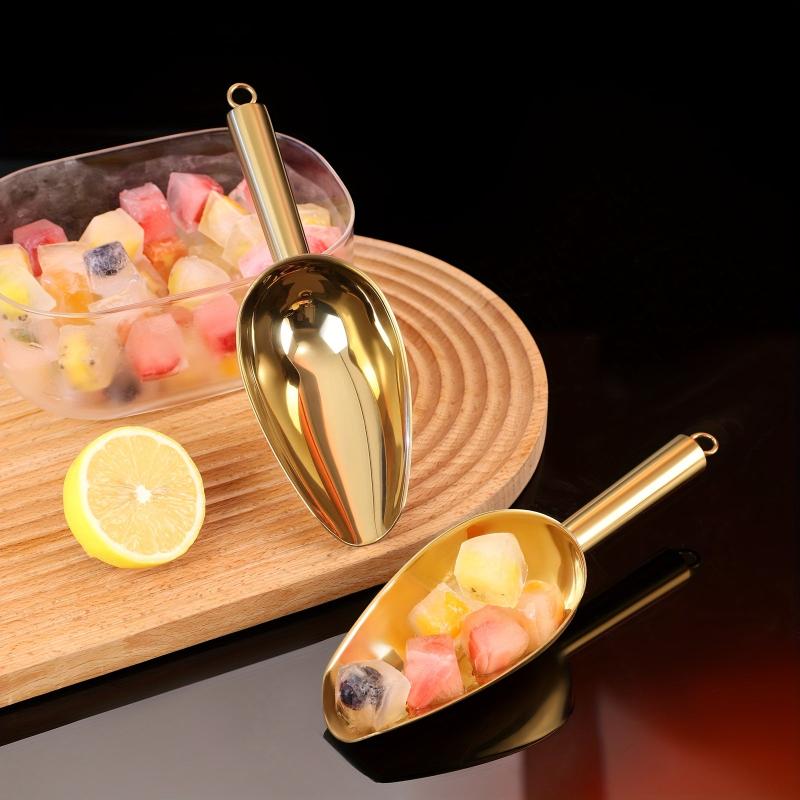Heavy Duty Golden Metal Ice Scoop - Dishwasher Safe & Easy to Clean