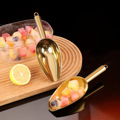 Heavy Duty Golden Metal Ice Scoop - Dishwasher Safe & Easy to Clean
