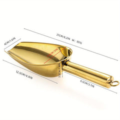 Heavy Duty Golden Metal Ice Scoop - Dishwasher Safe & Easy to Clean