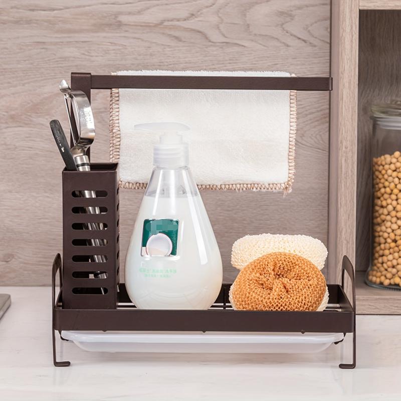 Sink Caddy Organizer Sponge Holder with Drain Pan for Kitchen Sink