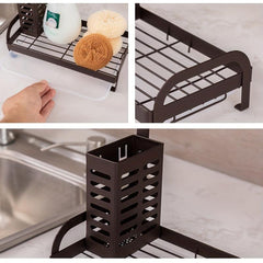Sink Caddy Organizer Sponge Holder with Drain Pan for Kitchen Sink