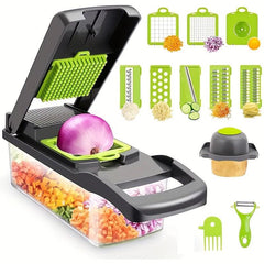 16in1 Vegetable Chopper & Fruit Slicer Container Pro, Manual Food Grater