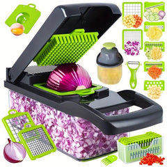 16in1 Vegetable Chopper & Fruit Slicer Container Pro, Manual Food Grater