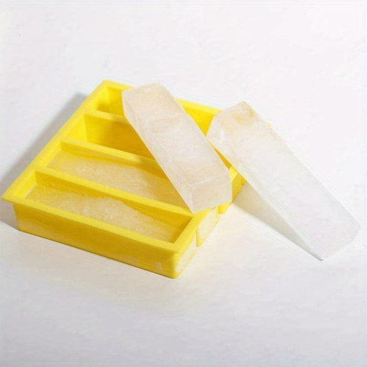 Long Silicone 4 Grids Ice Cube Square Tray Mold Non-toxic Durable Wine Ice Cube