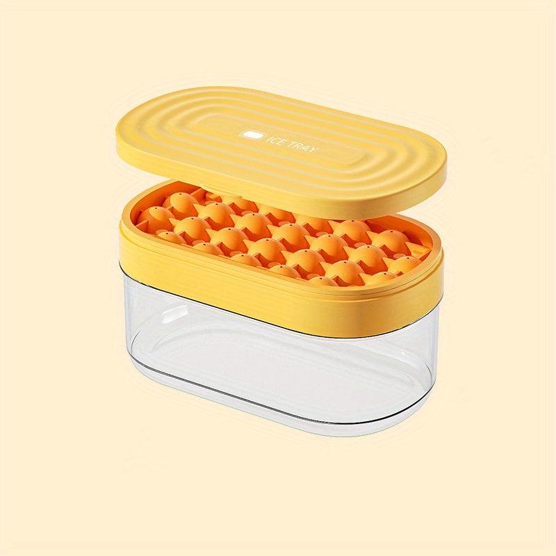 24 Grids Round Silicone Ice Tray with Lid Ice Storage Box