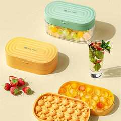 24 Grids Round Silicone Ice Tray with Lid Ice Storage Box
