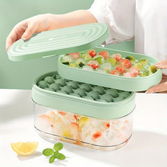 24 Grids Round Silicone Ice Tray with Lid Ice Storage Box