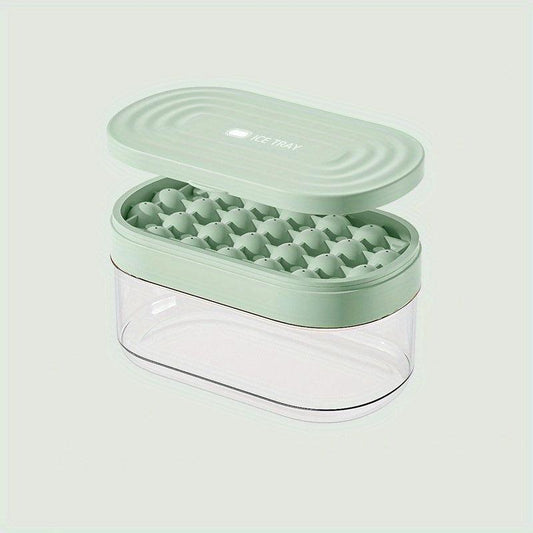 24 Grids Round Silicone Ice Tray with Lid Ice Storage Box