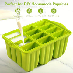 Summer Ice Cream Tools With Wooden Sticks Silicone Popsicle Molds