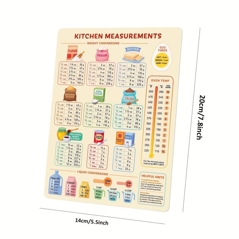 Kitchen Conversion Chart Magnet for Easy Cooking & Baking